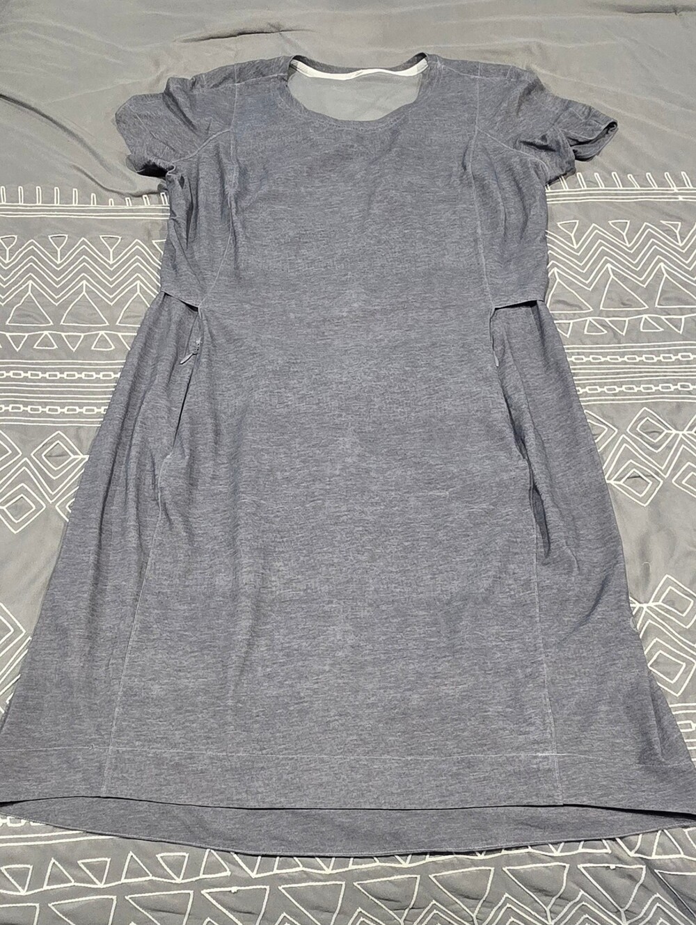 Lululemon &Go Endeavor Dress In Heathered Texture Printed Deep Coal Size 10